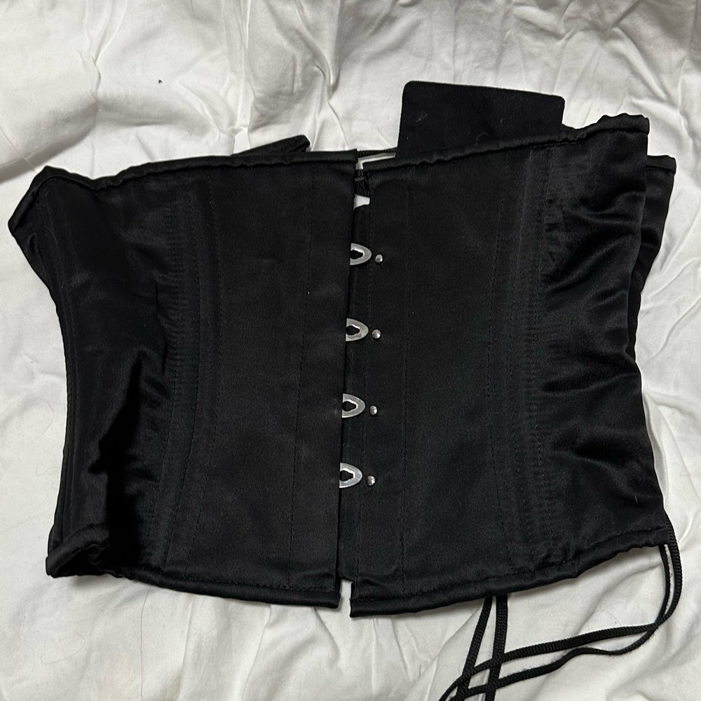 Orchard Corset Black Satin Underbust Corset